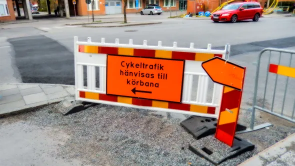 Omledning för cyklar vid vägarbete. Foto: Gamma Man / Mostphotos.com